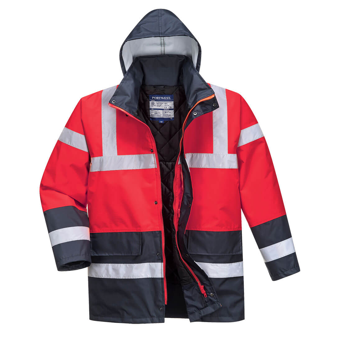 Hi-Vis Kontrast Winter Verkehrsjacke - Rot/Marine (RNR)
