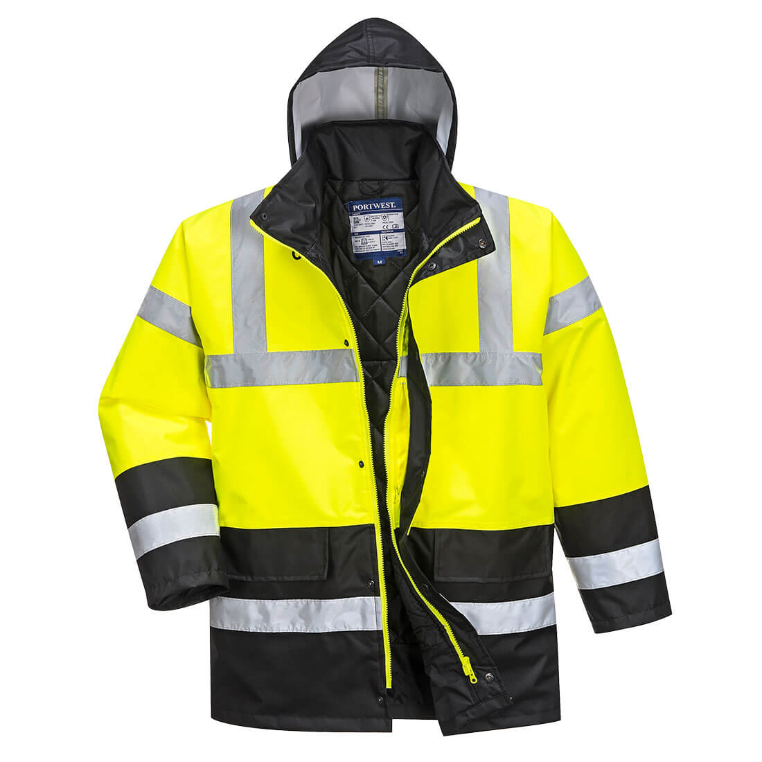Hi-Vis Kontrast Winter Verkehrsjacke - Gelb/Schwarz (YBR)