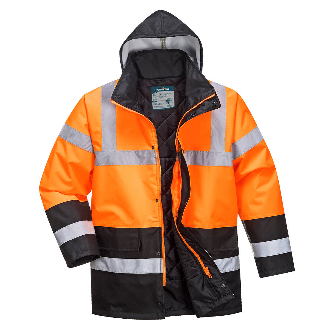 Hi-Vis Kontrast Winter Verkehrsjacke - Orange/Schwarz (OBR)