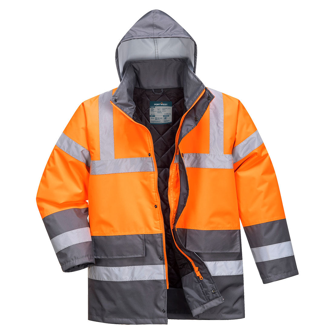 Hi-Vis Kontrast Winter Verkehrsjacke - Orange/Grau (OGY)
