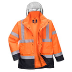 Hi-Vis 4-in-1 Kontrast Verkehrsjacke - Orange/Marine (ONR)
