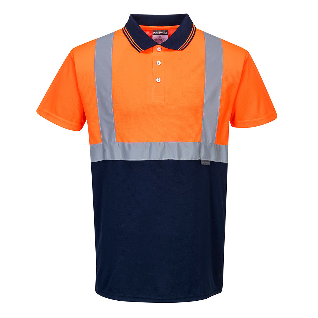 Hi-Vis Kontrast Poloshirt kurzarm - Orange/Marine (ONR)