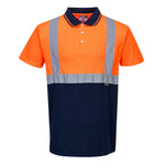 Hi-Vis Kontrast Poloshirt kurzarm - Orange/Marine (ONR)