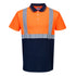 Hi-Vis Kontrast Poloshirt kurzarm - Orange/Marine (ONR)