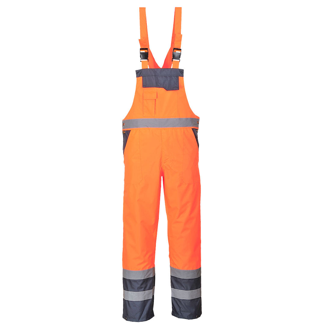 Hi-Vis Kontrast Regenlatzhose atmungsaktiv - Orange/Marine (ONR)