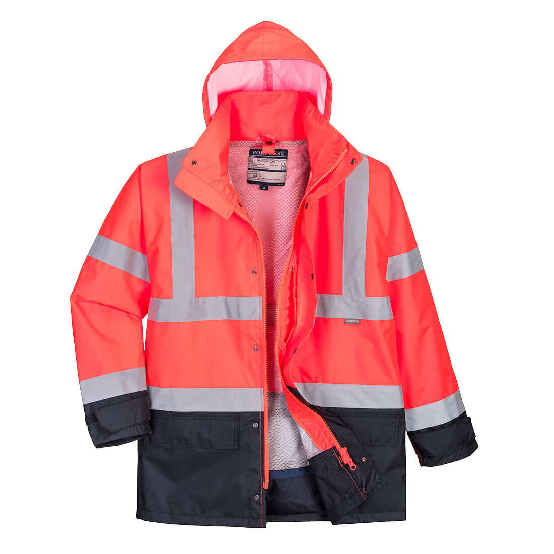 Hi-Vis 5-in-1  Kontrast Exekutiv Jacke - Rot/Marine (RNR)