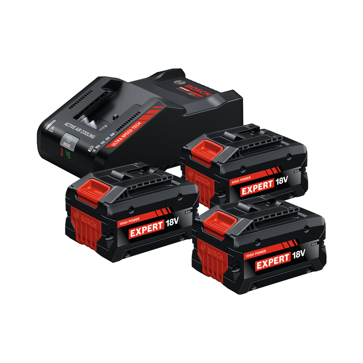 Bosch EXPERT SET 3x Akku 18V-8.0Ah+ Schnell-Lader 18V-160