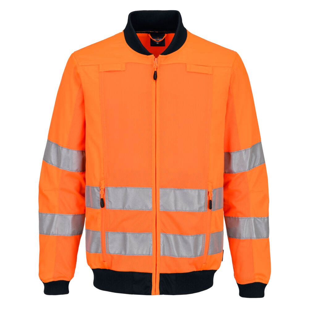 Hi-Vis Work Mesh Panel Jacket - Orange/Marine (ONR)