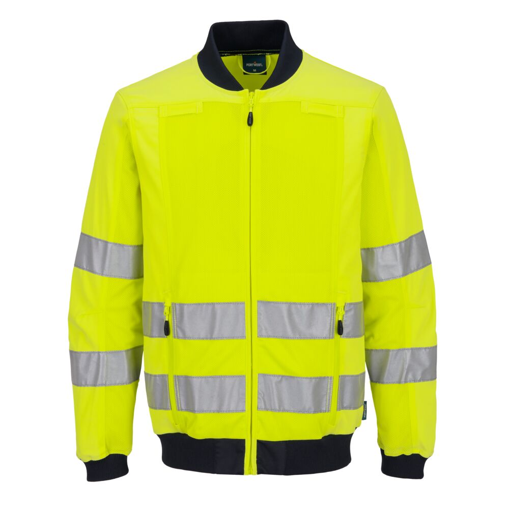 Hi-Vis Work Mesh Panel Jacket - Gelb/Marine (YNR)
