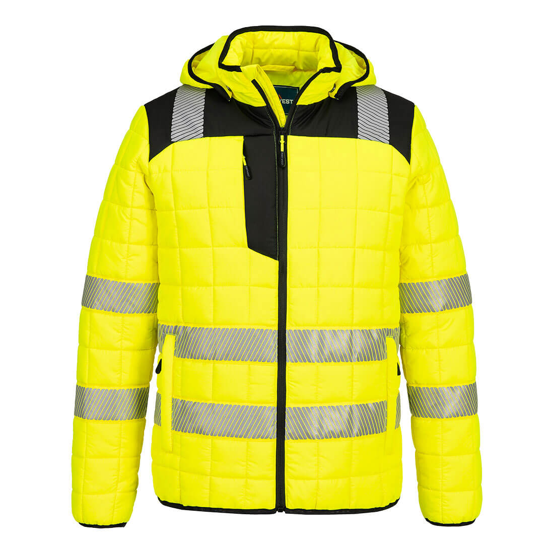 PW3 Hi-Vis quadratisch gesteppte Jacke - Gelb/Schwarz (YBR)