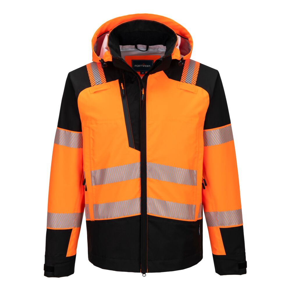 PW3 Hi-Vis Regenjacke (3L) - Orange/Schwarz (OBR)