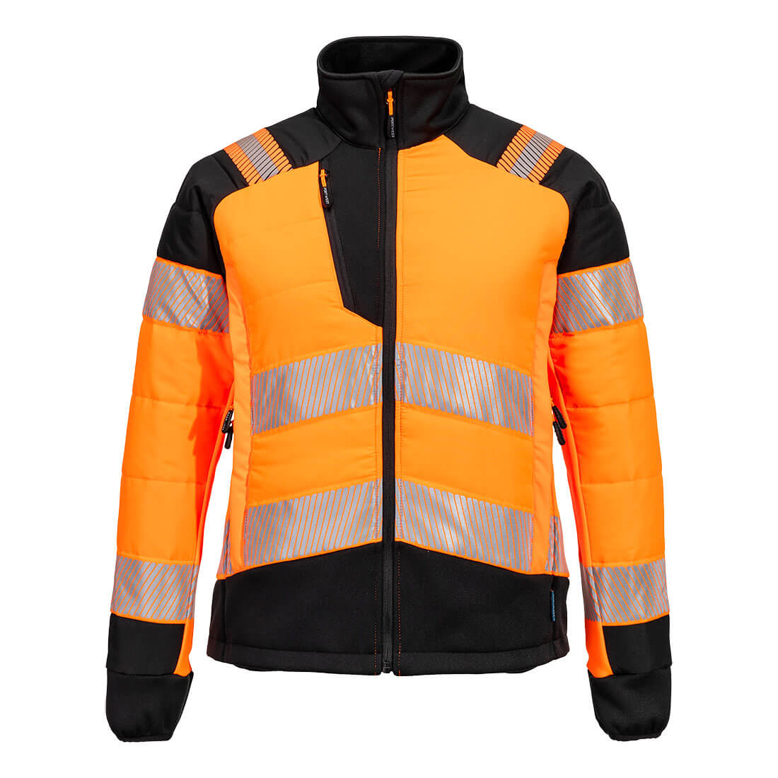 PW3 Hi-Vis Damen Hybrid Steppjacke - Orange/Schwarz (OBR)