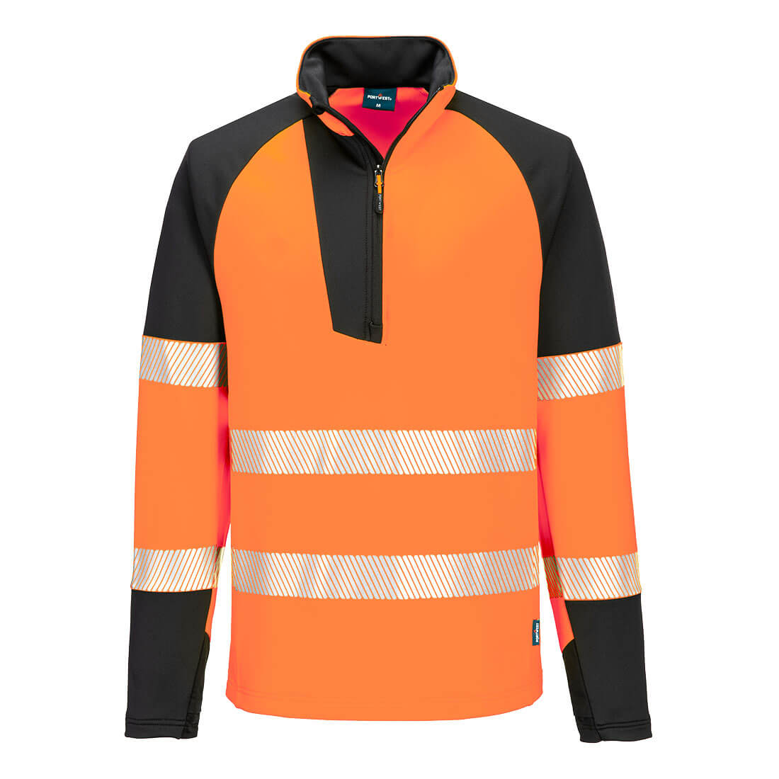 PW3 Hi-Vis Sweatshirt 1/4 Reißverschluss - Orange/Schwarz (OBR)