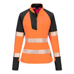 PW3 Hi-Vis Damen Sweatshirt 1/4 Reißverschluss - Orange/Schwarz (OBR)