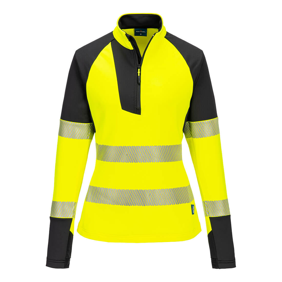PW3 Hi-Vis Damen Sweatshirt 1/4 Reißverschluss - Gelb/Schwarz (YBR)