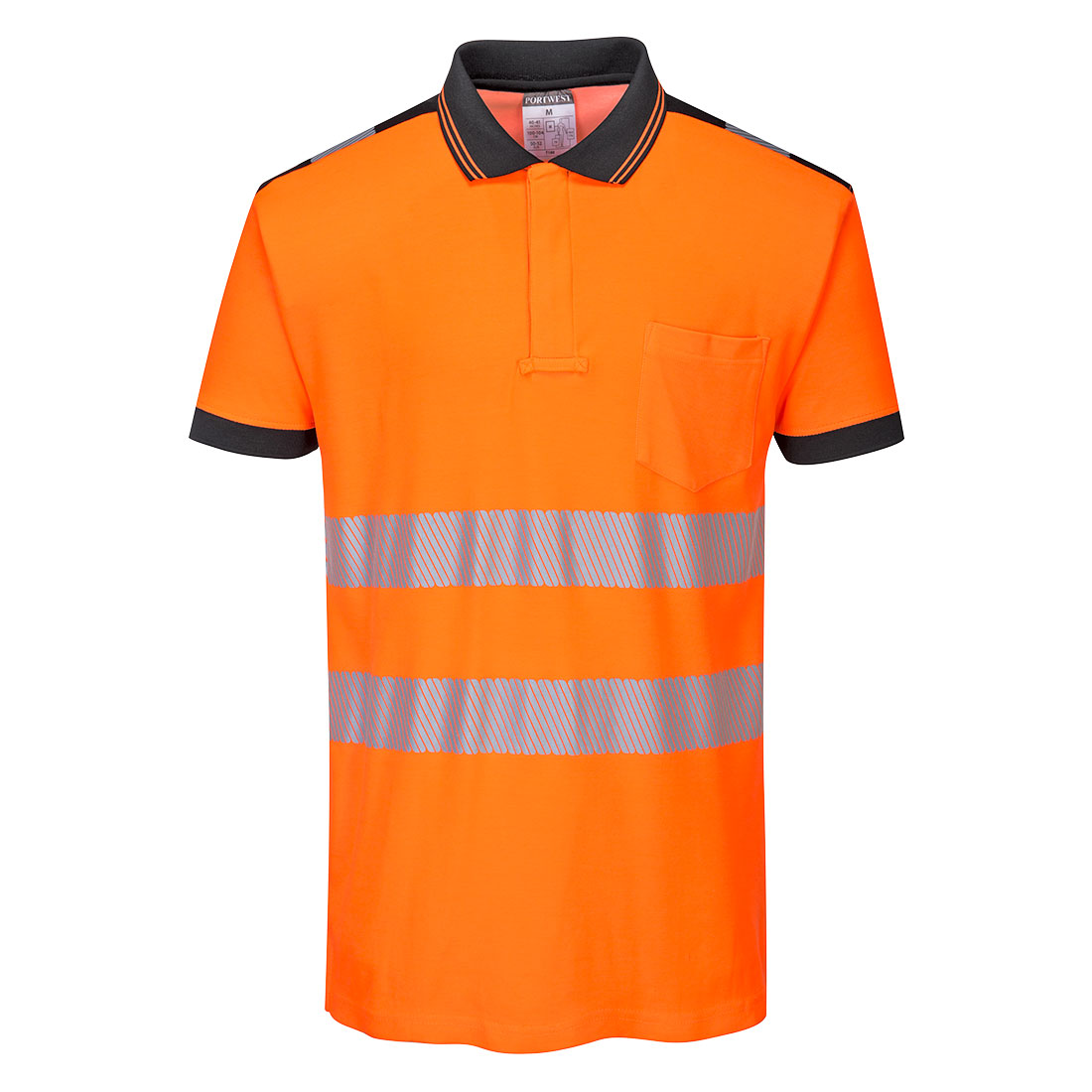 PW3 Hi-Vis Cotton Comfort Poloshirt kurzarm - Orange/Schwarz (OBR)
