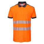 PW3 Hi-Vis Cotton Comfort Poloshirt kurzarm - Orange/Schwarz (OBR)