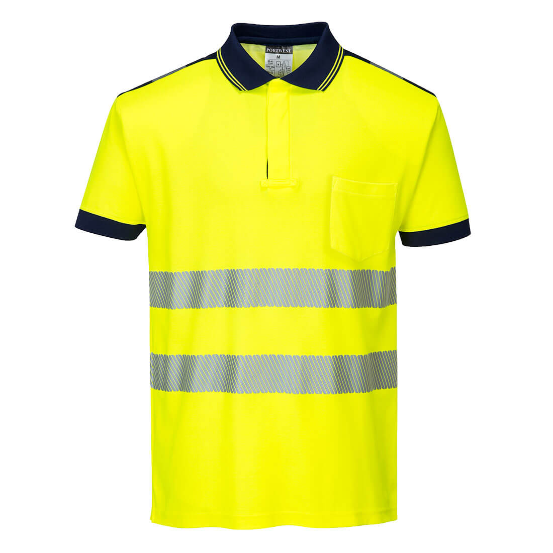 PW3 Hi-Vis Cotton Comfort Poloshirt kurzarm - Gelb/Marine (YNR)