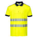 PW3 Hi-Vis Cotton Comfort Poloshirt kurzarm - Gelb/Marine (YNR)