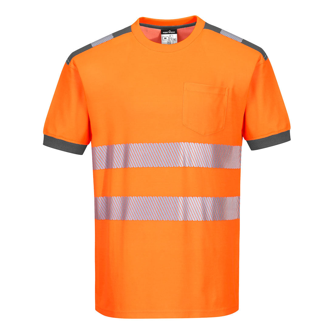 PW3 Hi-Vis Cotton Comfort T-Shirt kurzarm - Orange/Grau (OGY)