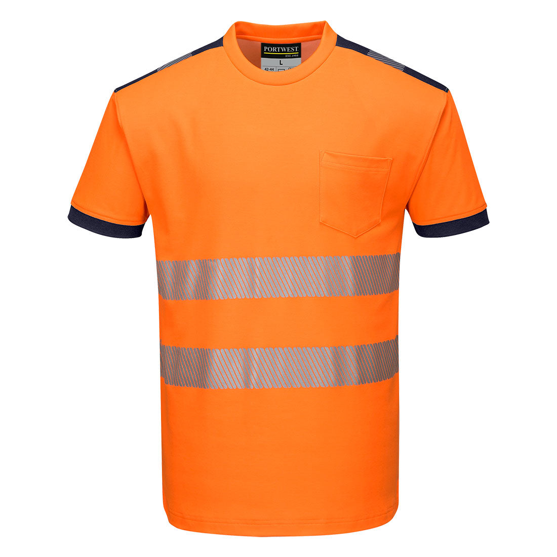PW3 Hi-Vis Cotton Comfort T-Shirt kurzarm - Orange/Marine (ONR)