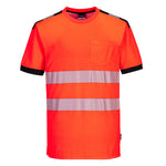 PW3 Hi-Vis Cotton Comfort T-Shirt kurzarm - Rot/Schwarz (RBK)