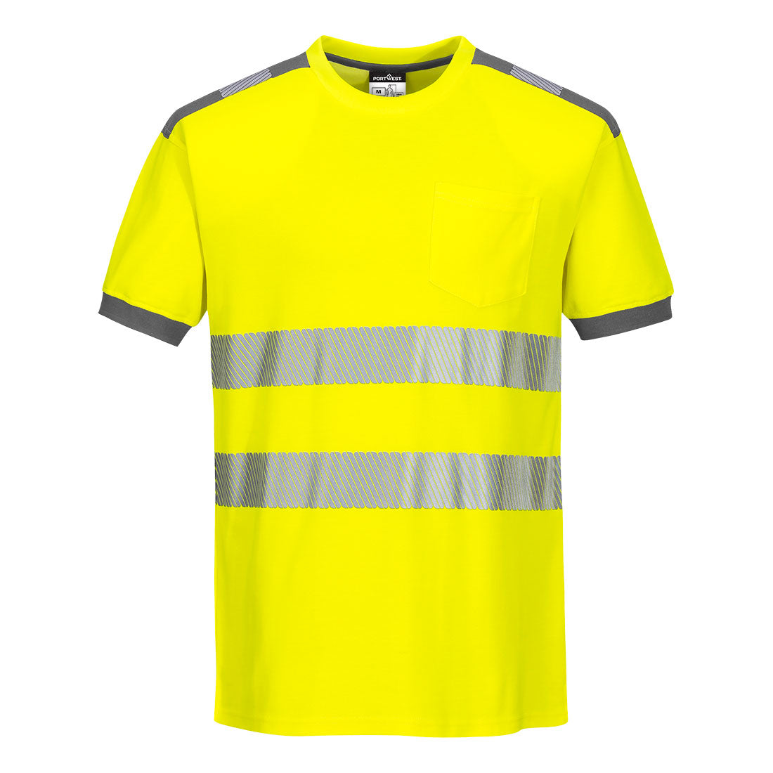 PW3 Hi-Vis Cotton Comfort T-Shirt kurzarm - Gelb/Grau (YGY)