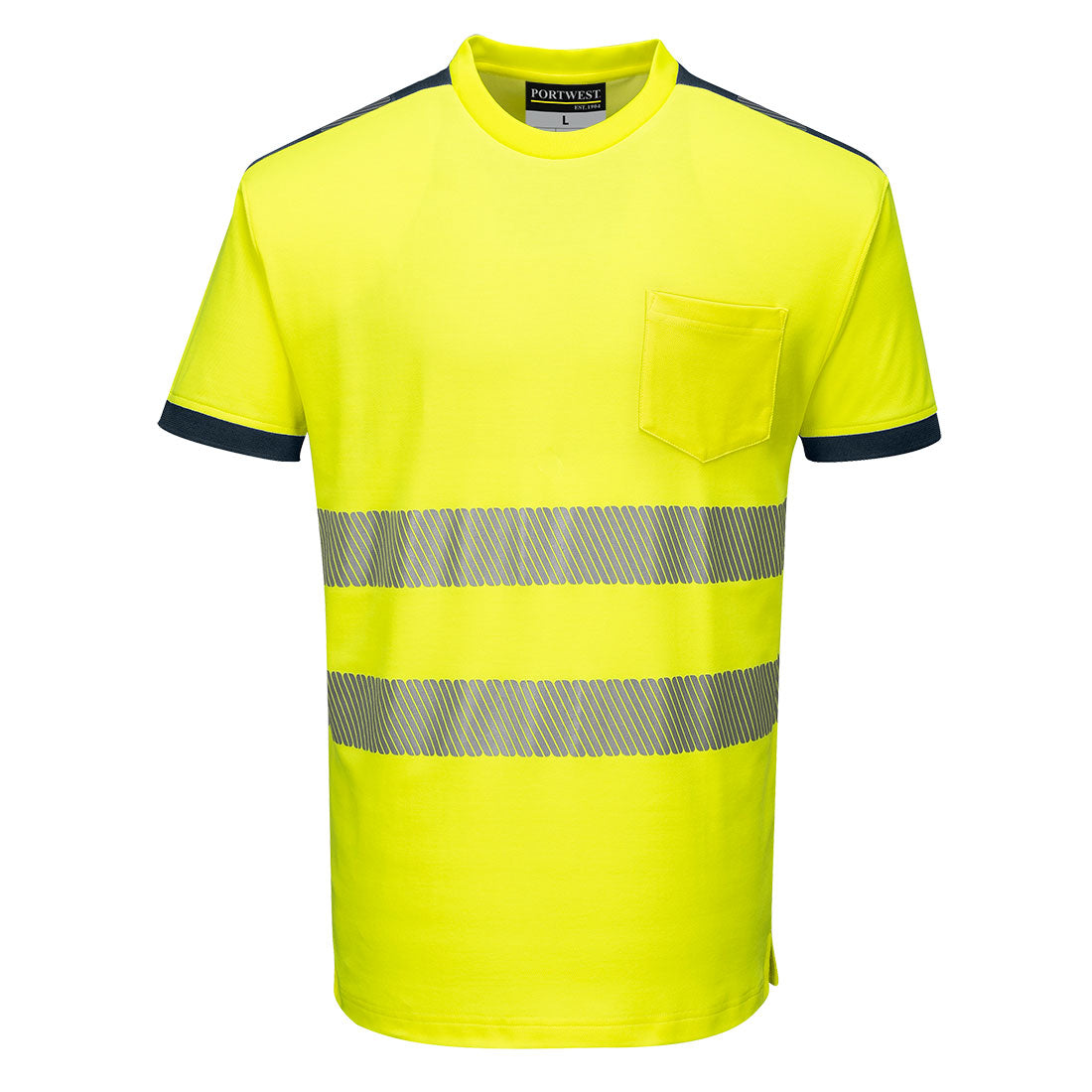 PW3 Hi-Vis Cotton Comfort T-Shirt kurzarm - Gelb/Marine (YNR)