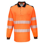 PW3 Hi-Vis Cotton Comfort Polo Shirt, langarm - Orange/Schwarz (OBR)