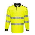 PW3 Hi-Vis Cotton Comfort Polo Shirt, langarm - Gelb/Schwarz (YBR)