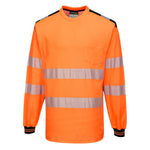 PW3 Hi-Vis Cotton Comfort T-Shirt, langarm - Orange/Schwarz (OBR)