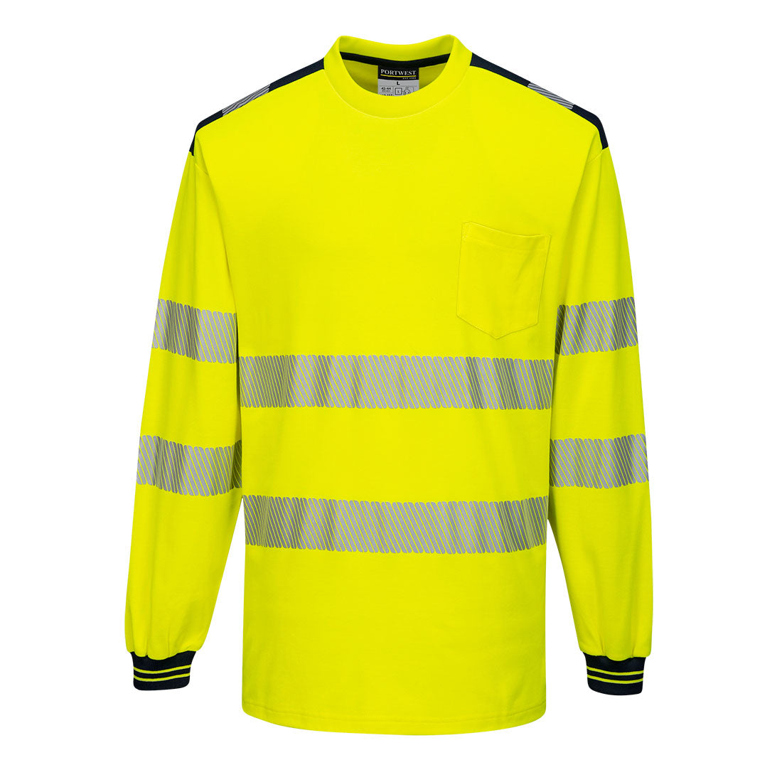 PW3 Hi-Vis Cotton Comfort T-Shirt, langarm - Gelb/Schwarz (YBR)