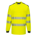 PW3 Hi-Vis Cotton Comfort T-Shirt, langarm - Gelb/Schwarz (YBR)