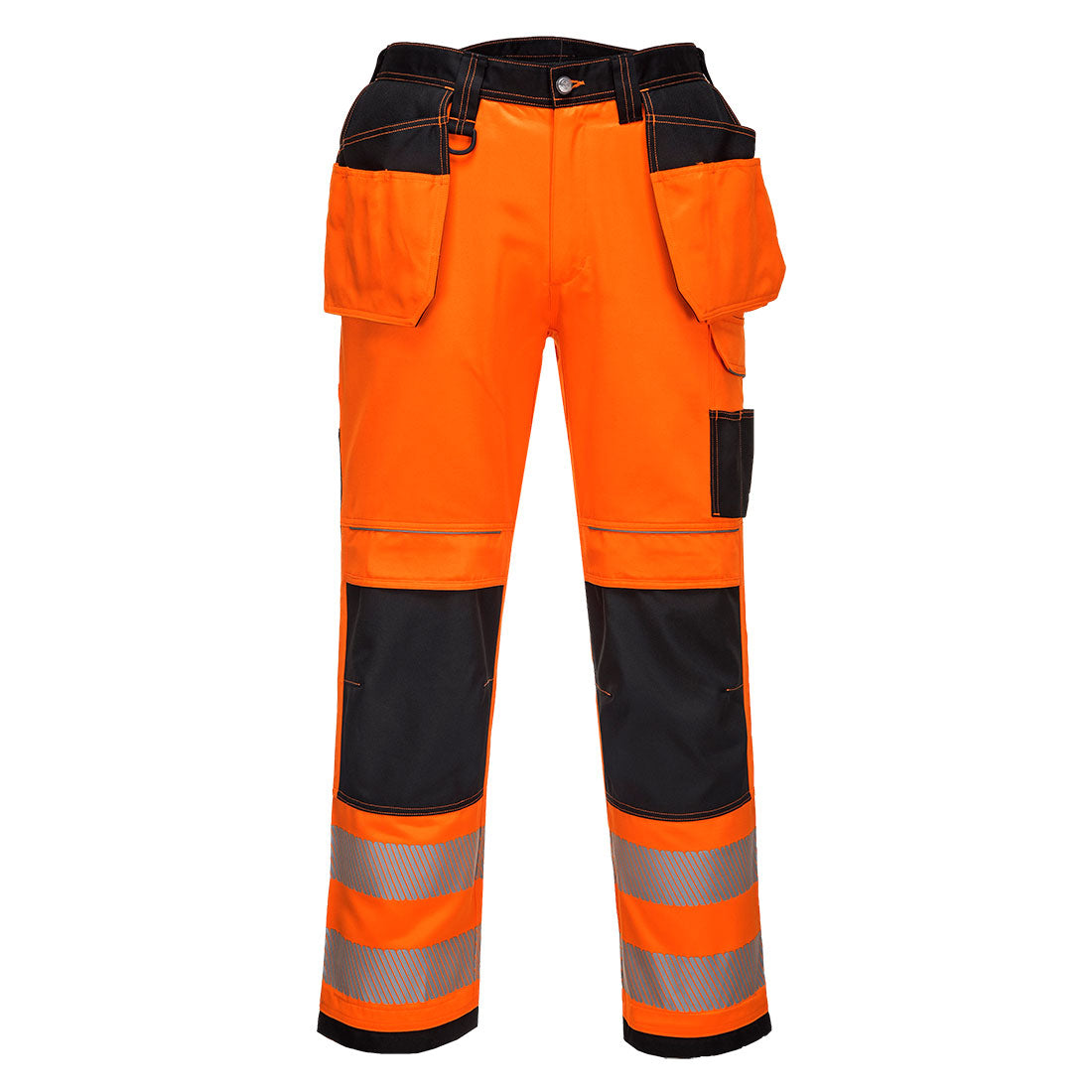 PW3 Hi-Vis Arbeitsbundhose mit Holstertaschen - Orange/Schwarz (OBS)