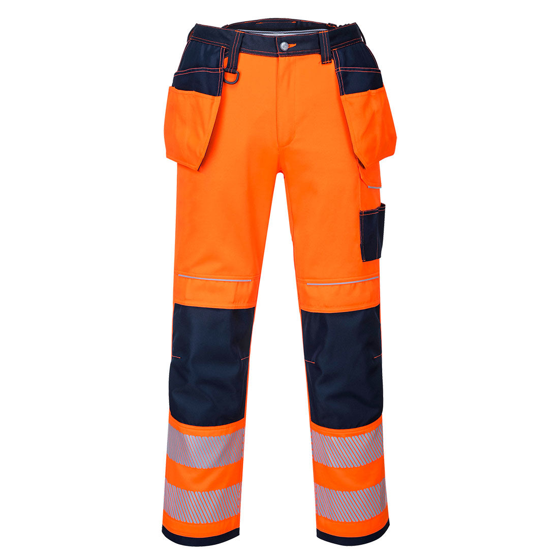 PW3 Hi-Vis Arbeitsbundhose mit Holstertaschen - Orange/Marine (ONR)