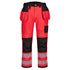 PW3 Hi-Vis Arbeitsbundhose mit Holstertaschen - Rot/Schwarz (RBK)