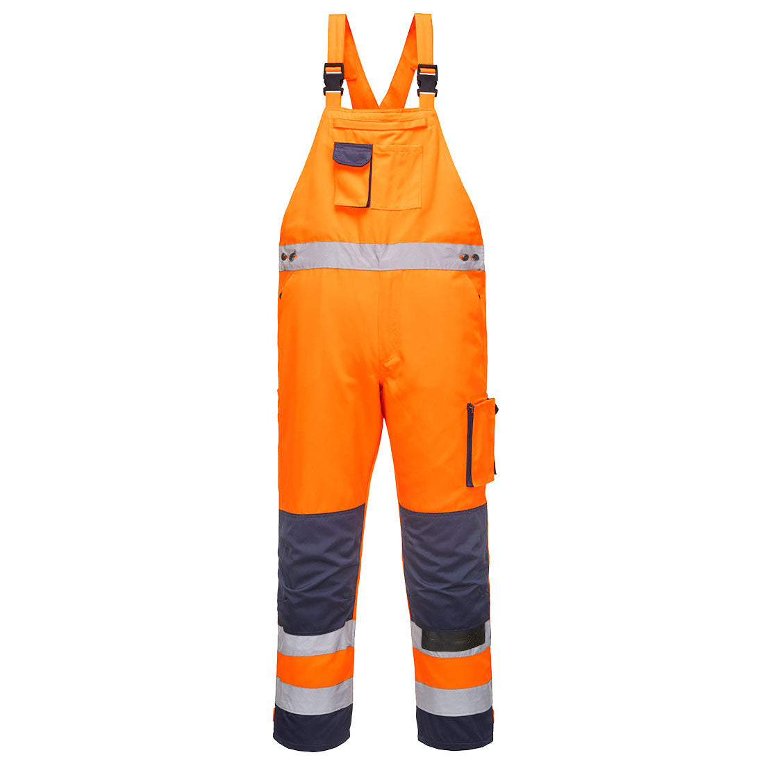 Dijon Hi-Vis Kontrast Latzhose - Orange/Marine (ONR)