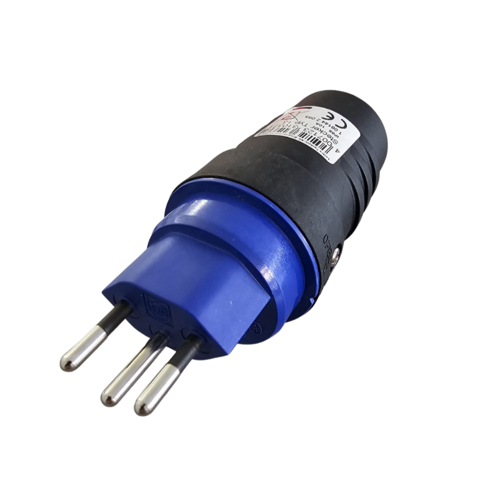 Stecker T13, 230V/10A, blau/schwarz, IP55 - MELTEC GmbH