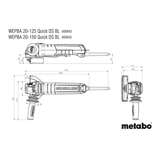 Winkelschleifer WEPBA 20-125 Quick DS BL (600643000) Winkelschleifer