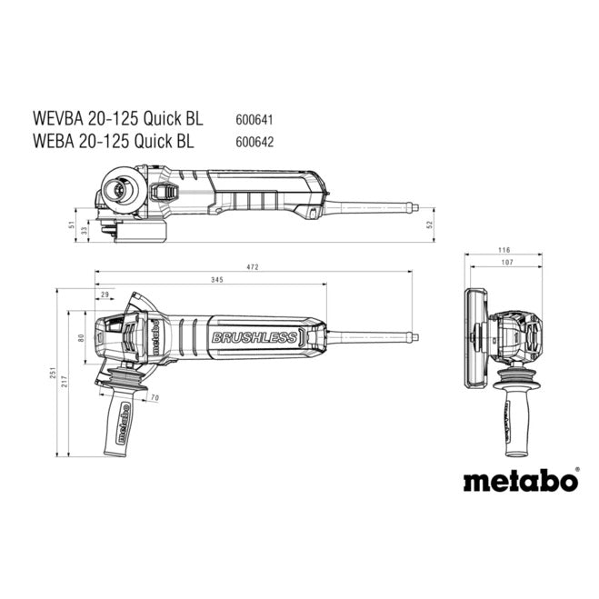 Winkelschleifer WEVBA 20-125 Quick BL (600641000) Winkelschleifer