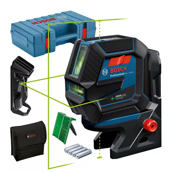 GCL 2-50 G Professional Kombilaser im Handwerkerkoffer mit 4 x Batterie (AA), Drehhalterung RM 10