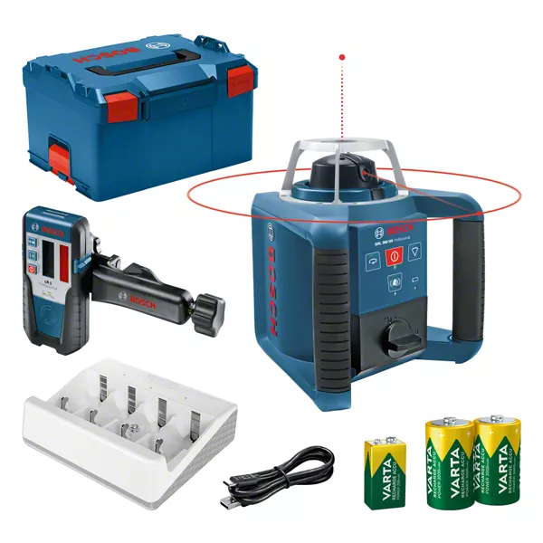 GRL 300 HV Professional Rotationslaser in L-BOXX 238 mit 2 x 1,2V HR20 (D) 9-Ah-Akku, Laserempfänger LR 1 Professional (0 601 015 400)
