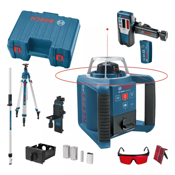 GRL 300 HV Professional Rotationslaser im Handwerkerkoffer mit 1 x 9V-Blockbatterie, Zubehör-Set - MELTEC GmbH