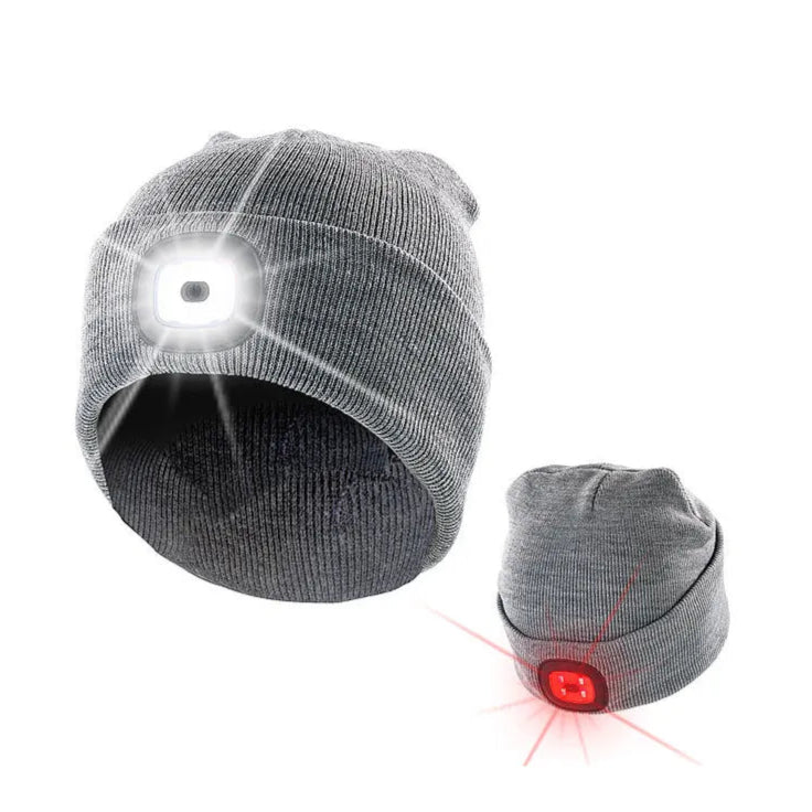 LED Strickmütze  Vorne Weiss - Hinten Rot