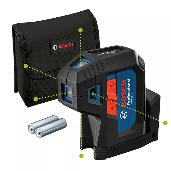 GPL 5 G Professional Punktlaser mit 2 x Batterie (AA), Tasche