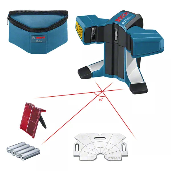 GTL 3 Professional Fliesenlaser mit 4 x Batterie (AA), Zubehör-Set