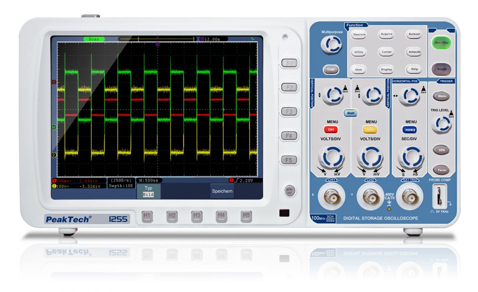 P 1255 - 100 MHz / 2 CH ~ 2 GS/s ~ digitales Speicheroszilloskop mit USB & LAN - MELTEC GmbH