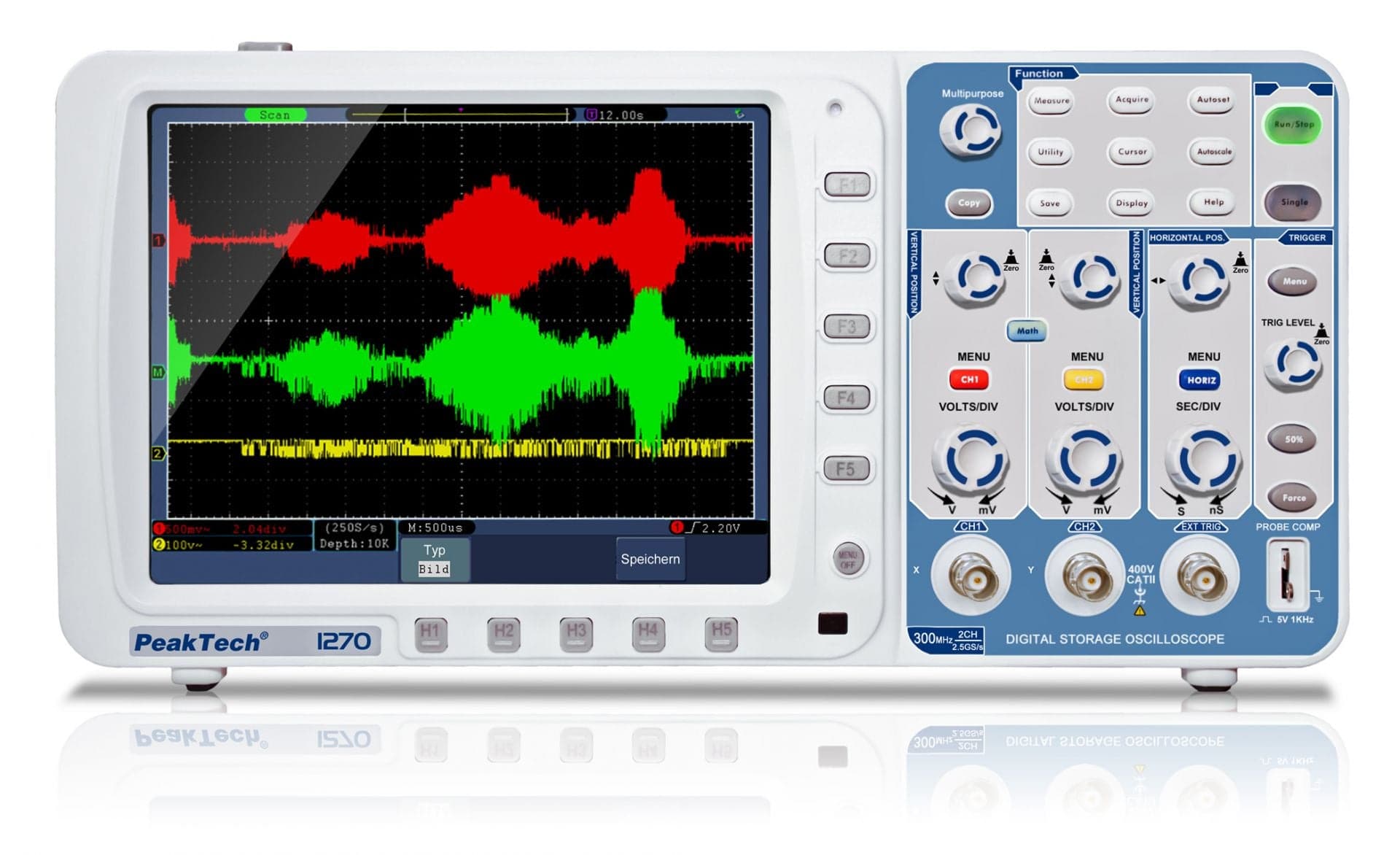 P 1270 - 300 MHz / 2-CH ~ 2,5 GS/s ~ digitales Speicheroszilloskop mit USB & LAN - MELTEC GmbH