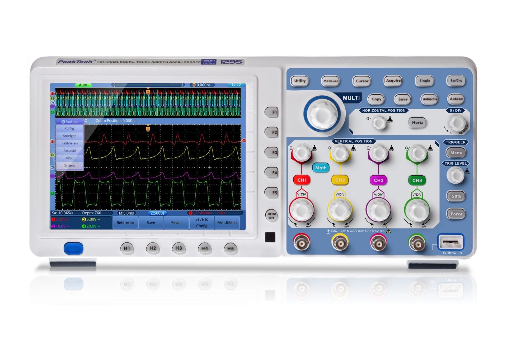 P 1295 - 100 MHz / 4 CH ~ 1 GS/s ~ Touchscreen-Oszilloskop mit USB & LAN - MELTEC GmbH