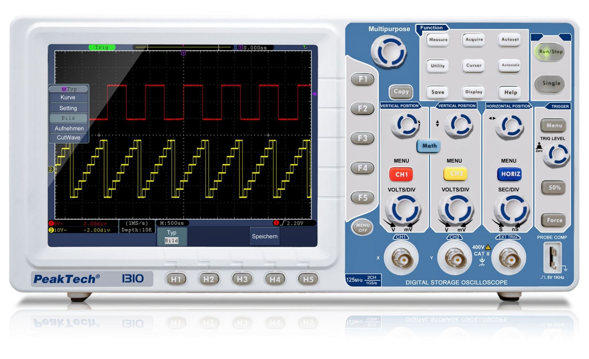 P 1310 - 125 MHz/2 CH ~ 500 MSa/s ~ digitales Speicheroszilloskop mit USB & LAN - MELTEC GmbH